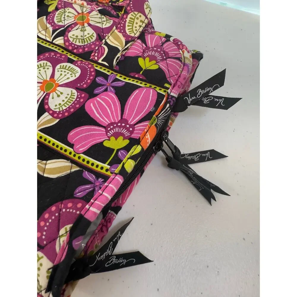 Vera Bradley Travel Bag Flutterby Pink Purple Black Hanging Accessory Carryall